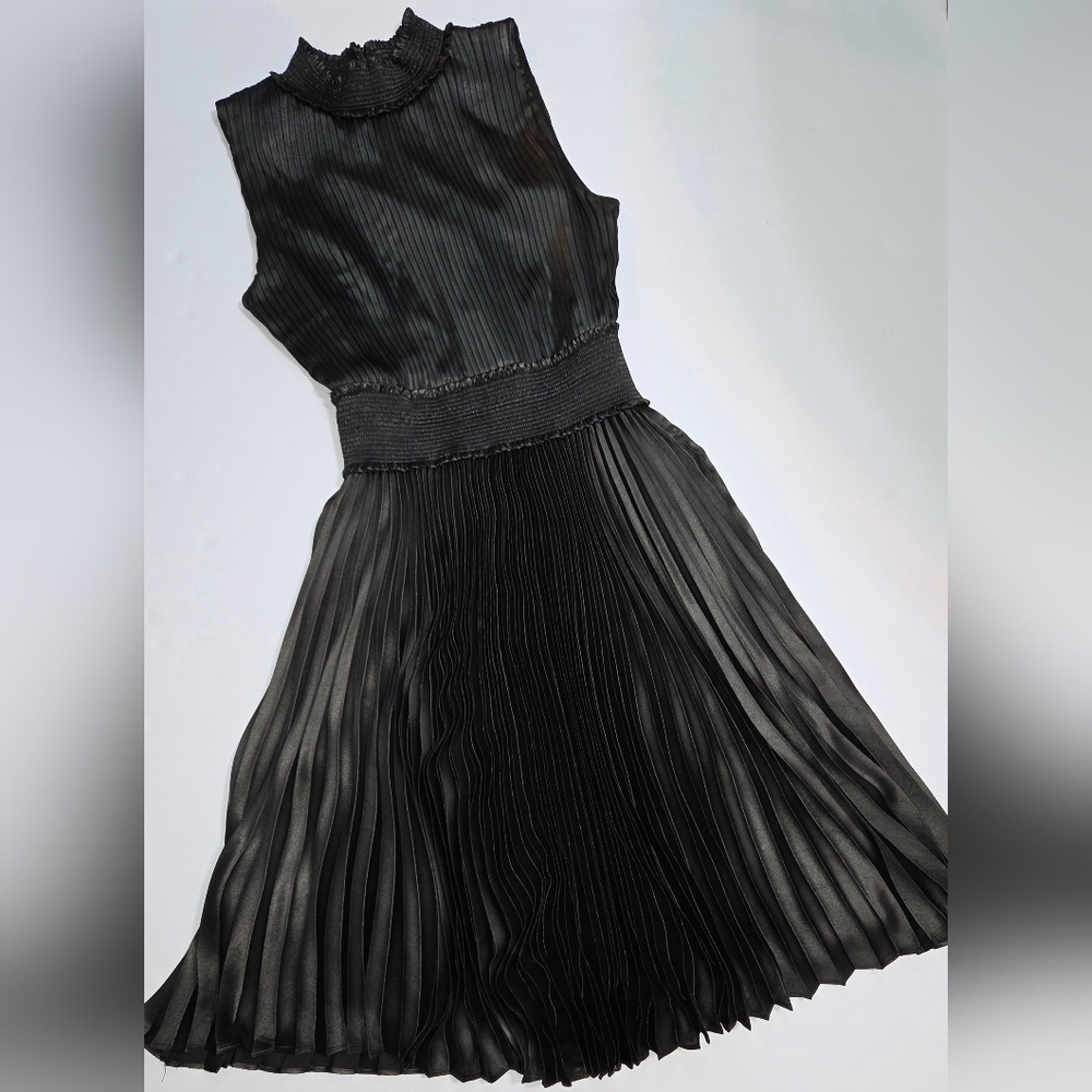 Nanette Lepore Black/Shimmer Pleated Dress